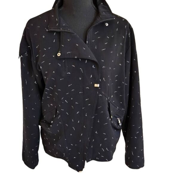 Jamie Sadock Women's Black Silver Zip Front Athletic Warm Up Golf Jacket Medium - Picture 1 of 13